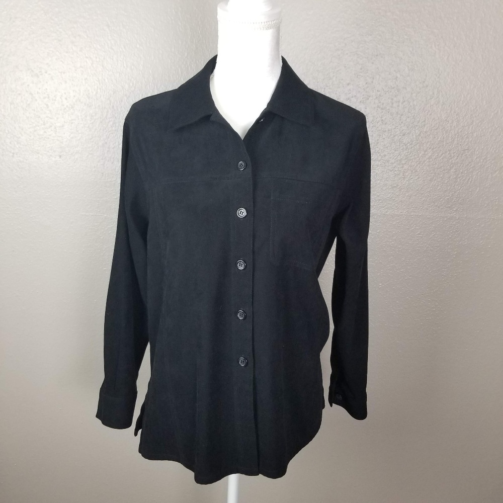 Talbots Black Button Front LIghtweight Jacket SP